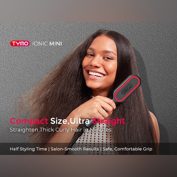 NIB! TYMO Hair Straightening Brush in Black and Red - Picture 10 of 16